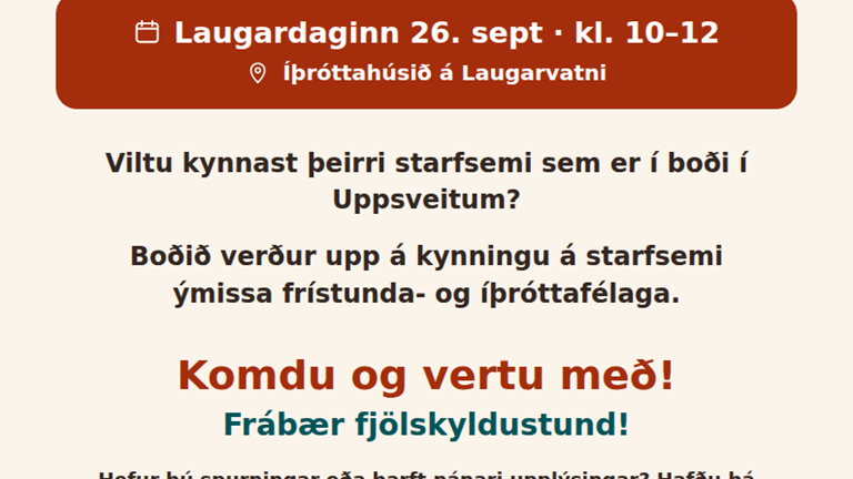 Frístunda- og Íþróttahlaðborð Uppsveitanna 26. september á Laugarvatni